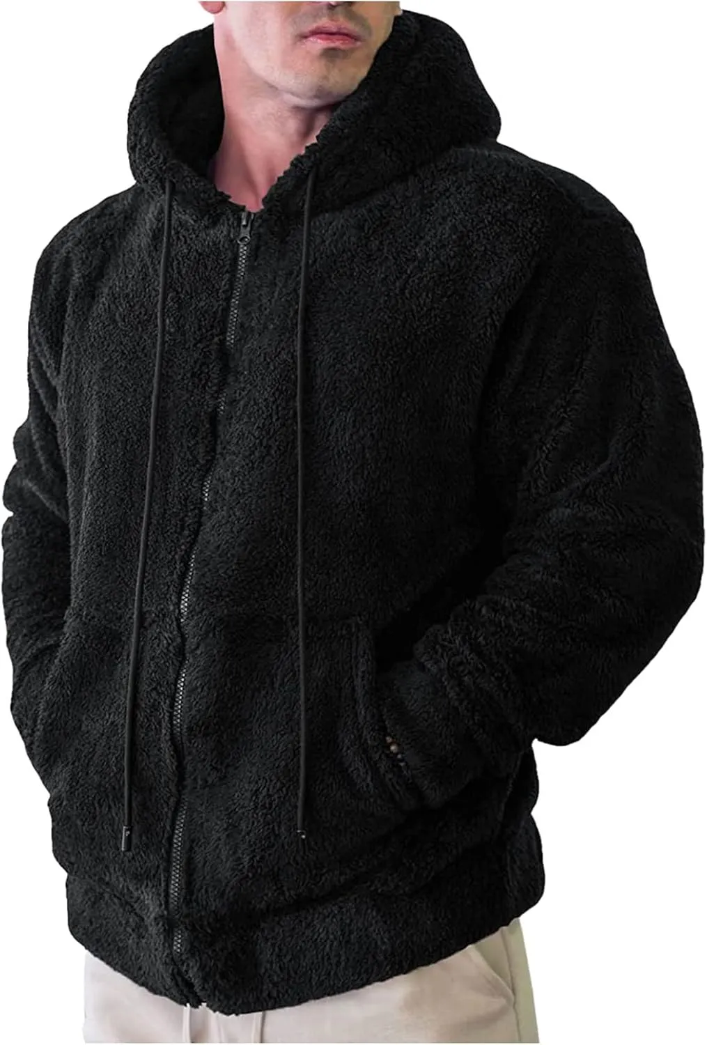 BIFUTON Winter Jackets for Men, Men's Outdoor Casual Fleece Sherpa Lined Full Zip Hooded Jacket Warm Heavyweight Winter Coats