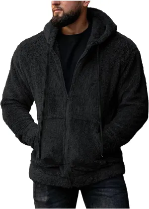 BIFUTON Winter Jackets for Men, Men's Outdoor Casual Fleece Sherpa Lined Full Zip Hooded Jacket Warm Heavyweight Winter Coats