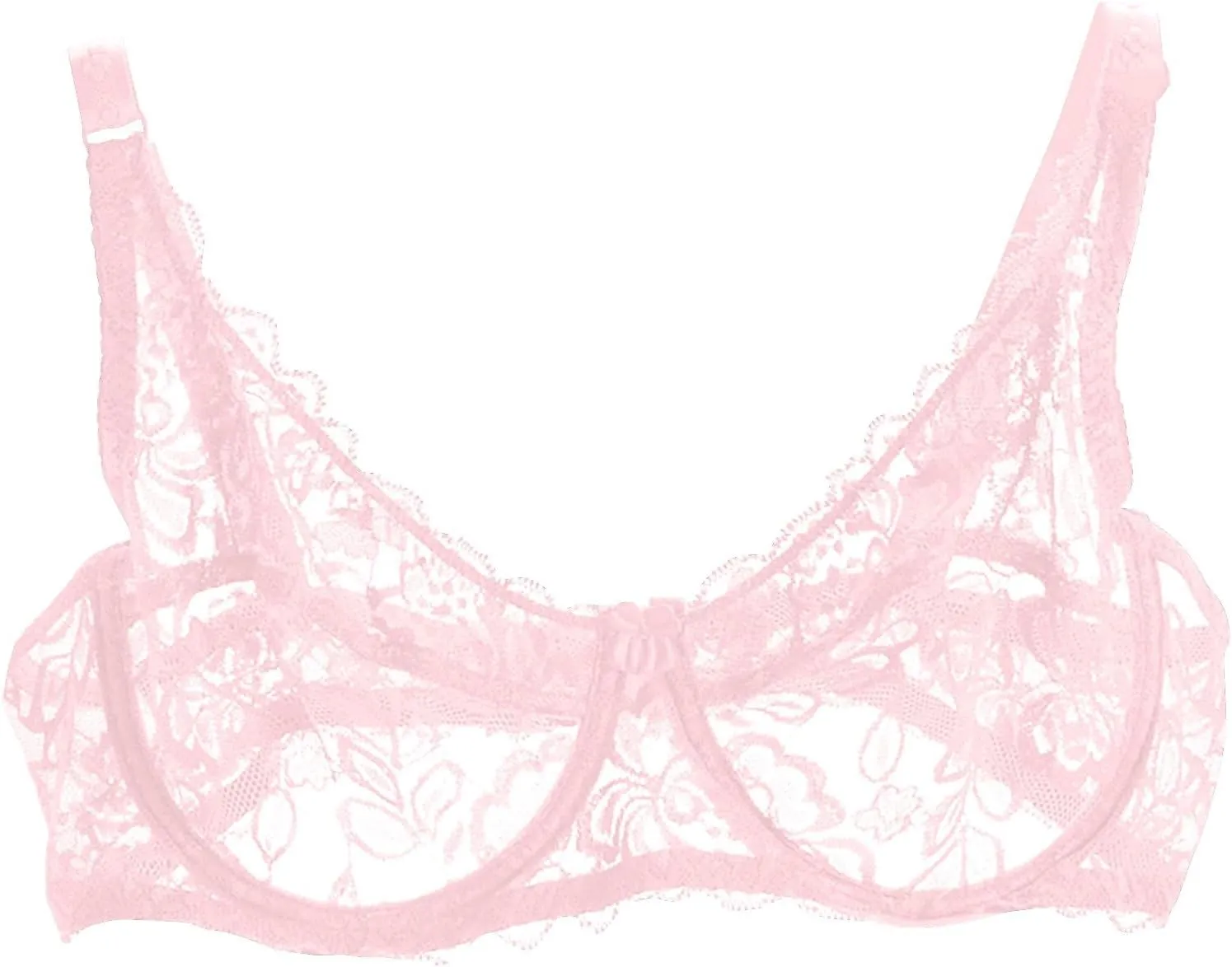 Binmer Women's Sexy Floral Lace Bra Demi Sheer Mesh Balconette Bralette Unlined Underwire Embroidered Mesh Soft Bralettes