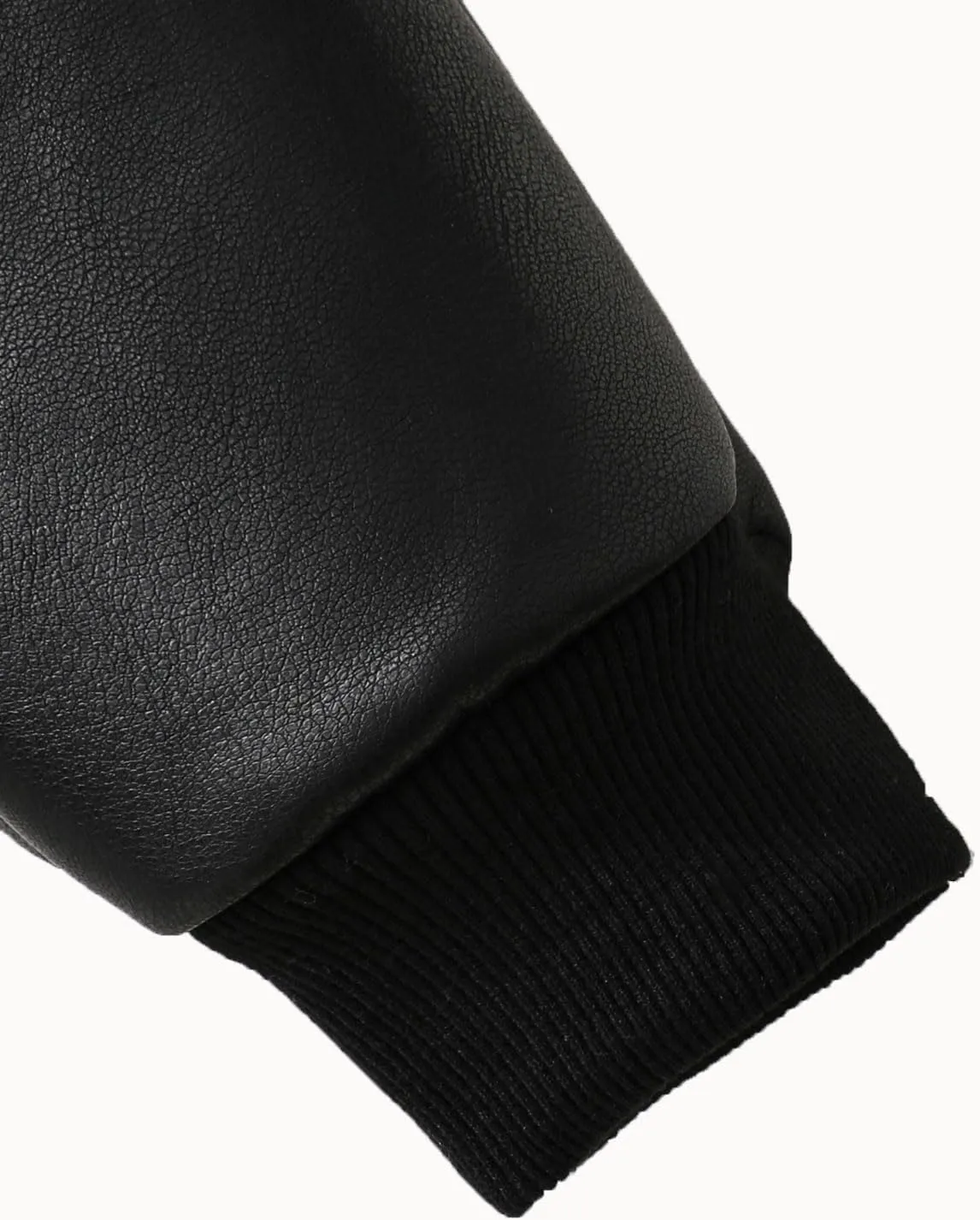 Boys Black Faux Leather Joggers with Faux Fur Cuffs