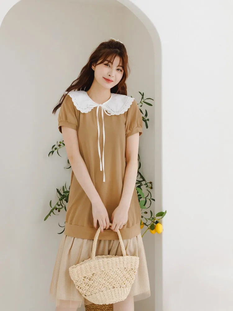 Casual Cotton Checks Gauze Layered Midi Dress