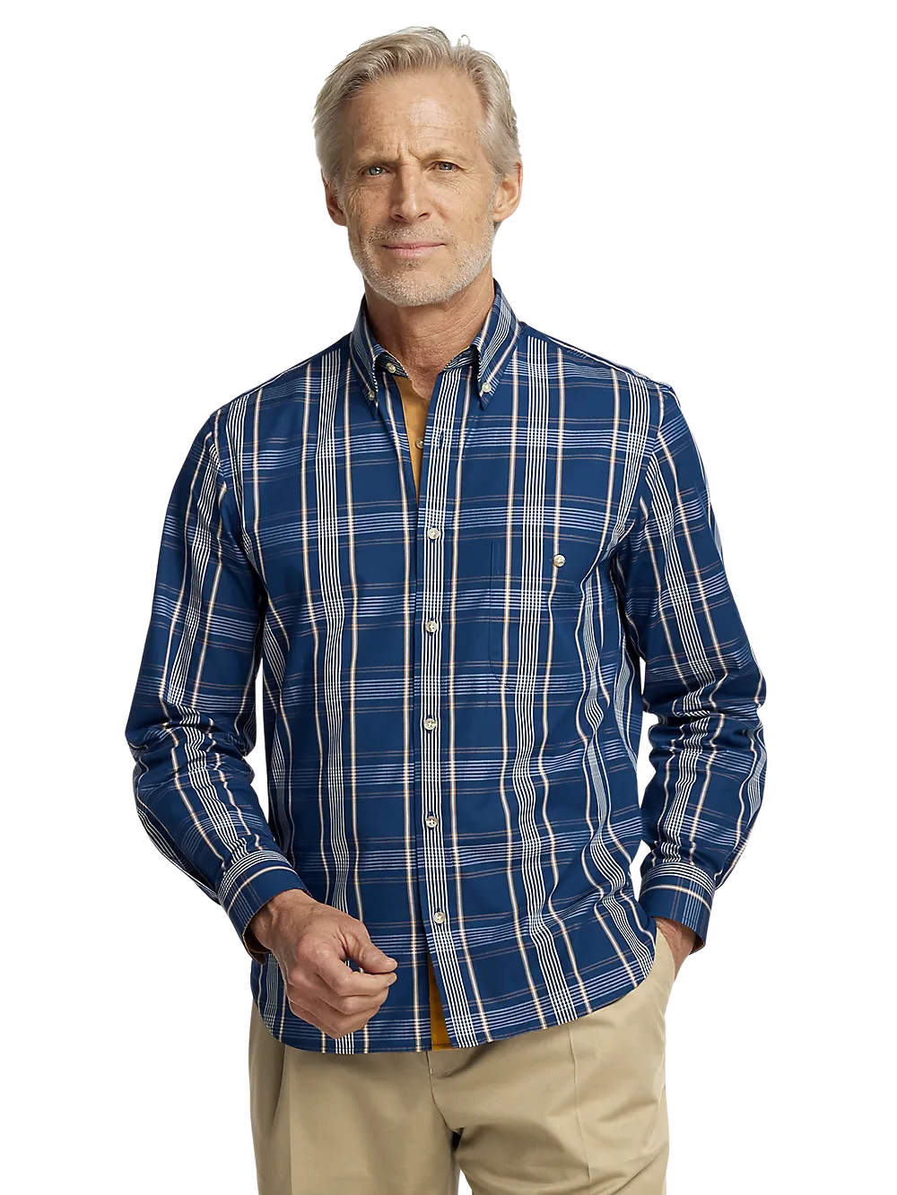 Cotton Plaid Casual Shirt - Blue