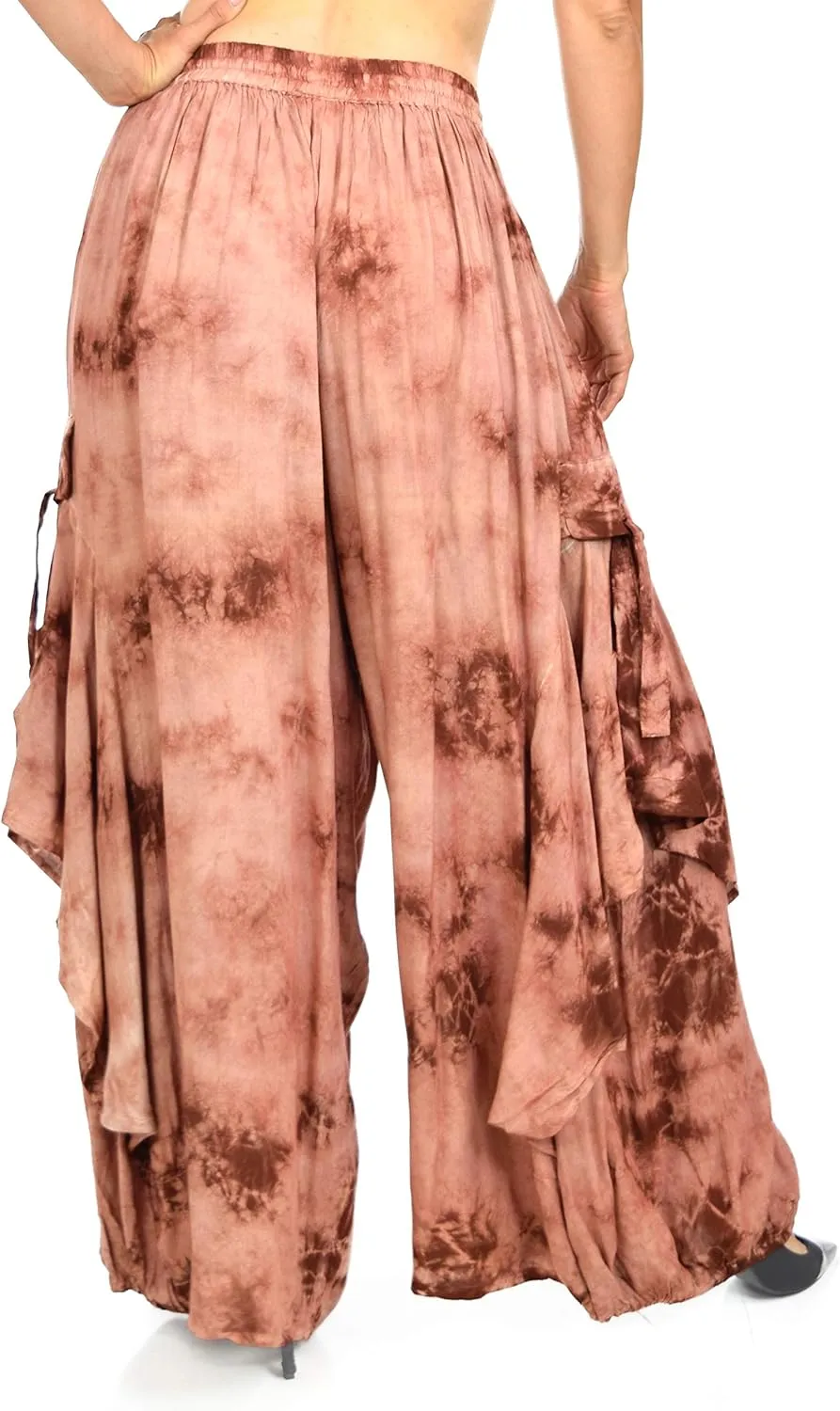 Dare2BStylish Women Loose Fit Elastic Waist Boho Wide Leg Palazzo Pants