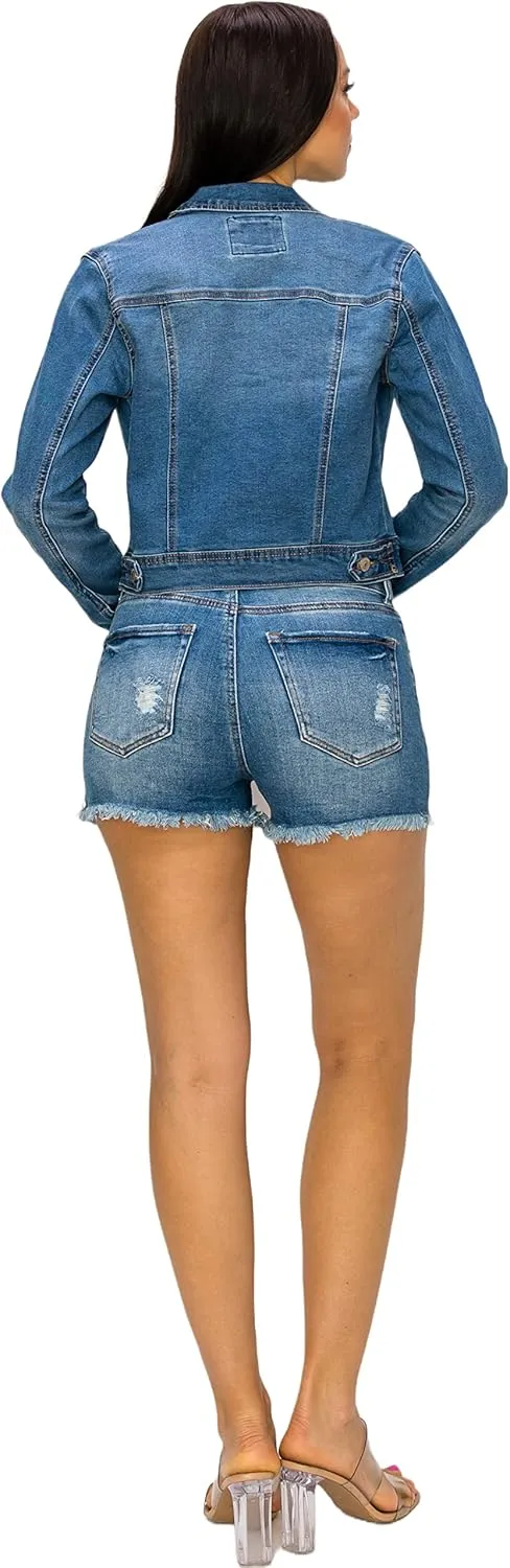 Denim Jean Jacket For Women Button up Long Sleeve Stone Washed S - 3XL
