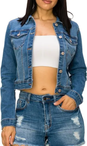 Denim Jean Jacket For Women Button up Long Sleeve Stone Washed S - 3XL