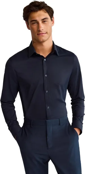 EXPRESS Mens Long Sleeve Slim Performance Solid Button UP Shirt