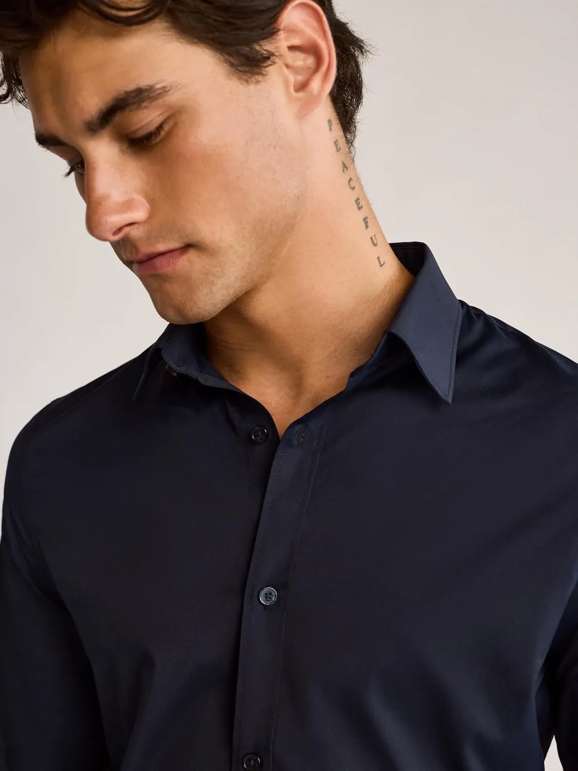 EXPRESS Mens Long Sleeve Slim Performance Solid Button UP Shirt