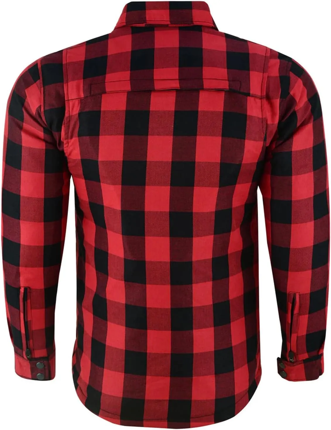 Hugger Men's Motorcycle Shirt Plaid Biker Flannel Jacket Removable Sporty Armored, Zipper and Snap Closure & Water Resistant