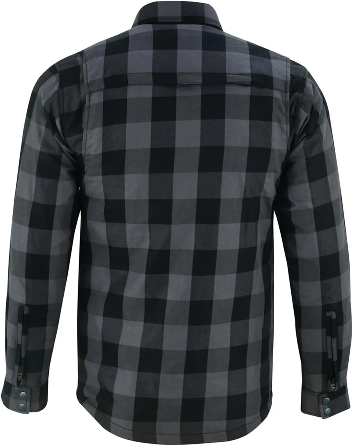 Hugger Men's Motorcycle Shirt Plaid Biker Flannel Jacket Removable Sporty Armored, Zipper and Snap Closure & Water Resistant