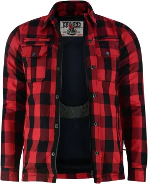 Hugger Men's Motorcycle Shirt Plaid Biker Flannel Jacket Removable Sporty Armored, Zipper and Snap Closure & Water Resistant