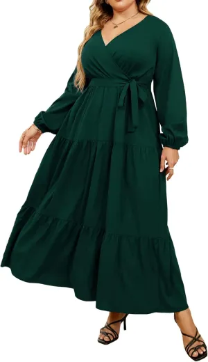 KOJOOIN Women's V Neck Maxi Dress