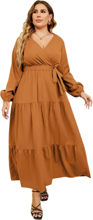 KOJOOIN Women's V Neck Maxi Dress