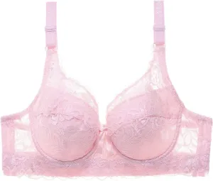 Lace Push Up Bras for Women V Neck Sexy T-Shirt Brassiere with Support Uplift Bra No Underwire Add Cup Size