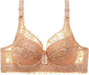 Lace Push Up Bras for Women V Neck Sexy T-Shirt Brassiere with Support Uplift Bra No Underwire Add Cup Size