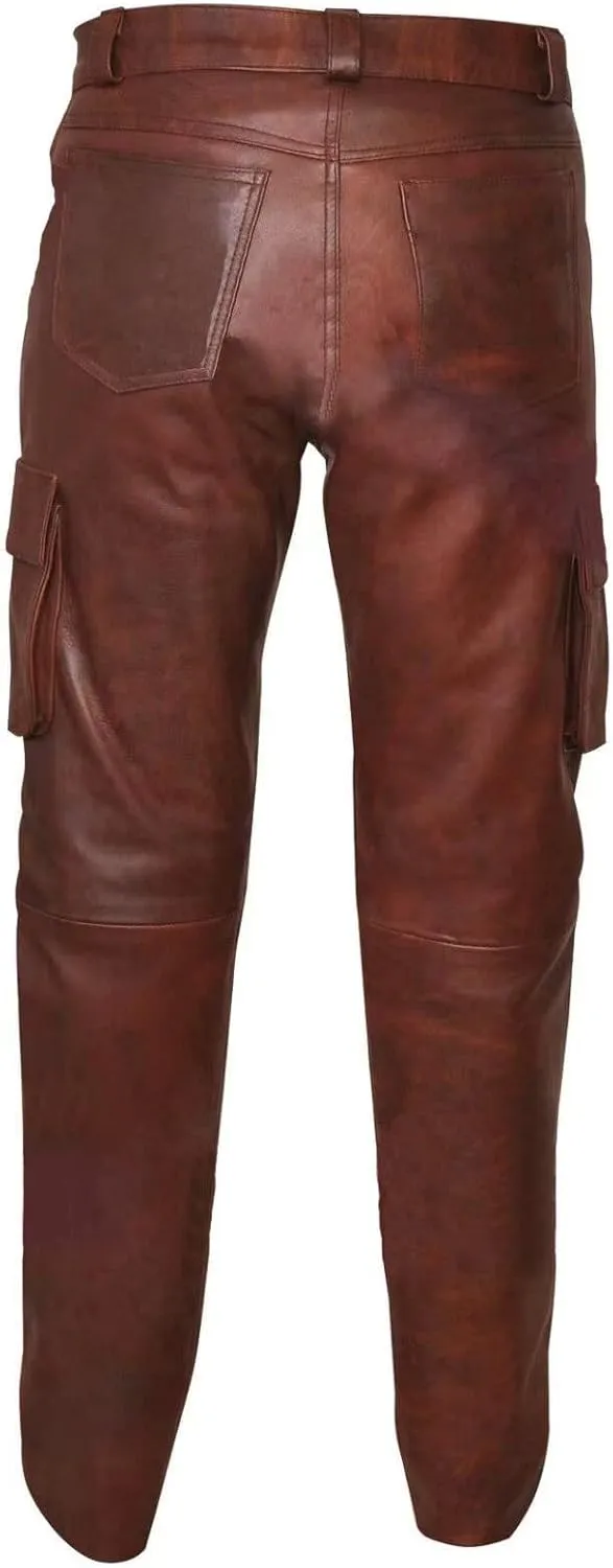 Leather Pants for Men Baggy Goth Sweatpants with Cargo Pockets Slim Skinny Faux Leather Pants Trousers