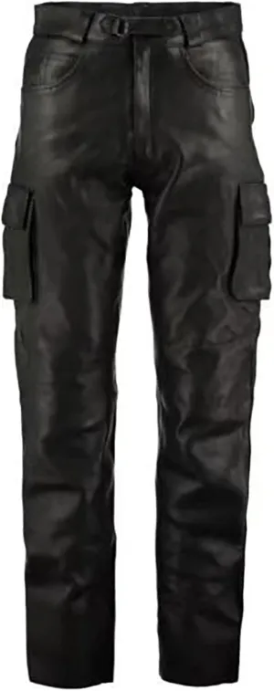 Leather Pants for Men Baggy Goth Sweatpants with Cargo Pockets Slim Skinny Faux Leather Pants Trousers