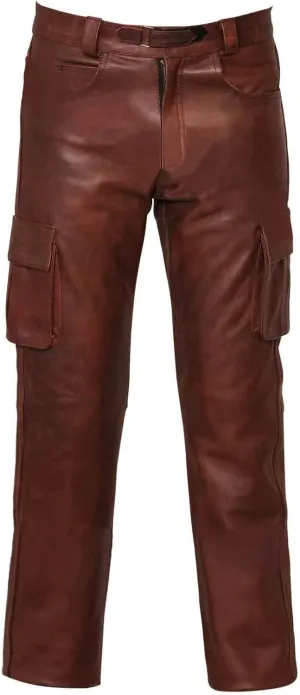 Leather Pants for Men Baggy Goth Sweatpants with Cargo Pockets Slim Skinny Faux Leather Pants Trousers