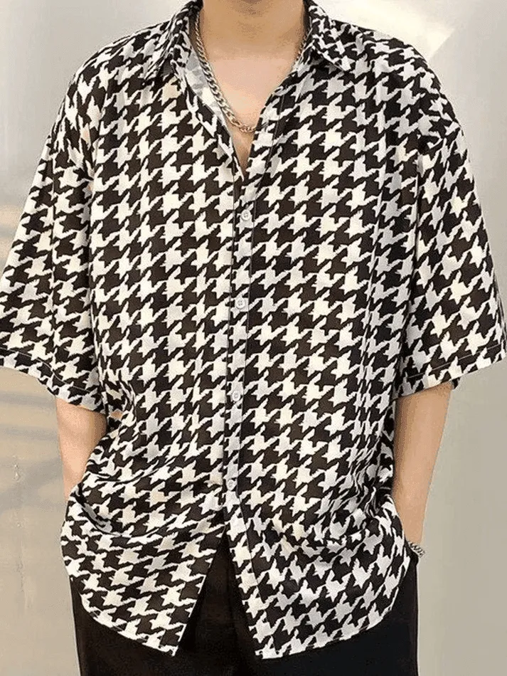 Men's Houndstooth Button Down Shirt