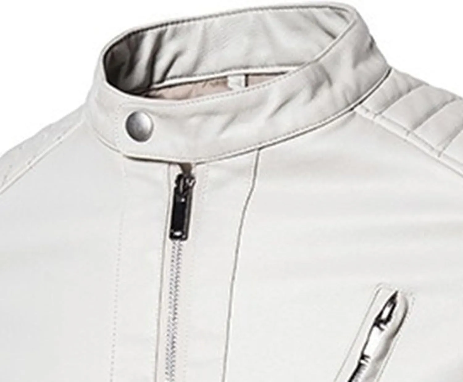 Men's Quilted Cafe Racer Moto Jackets Slim Fit Motorcycle Faux Leather Jacket Faux Leather Motorcycle Jacket