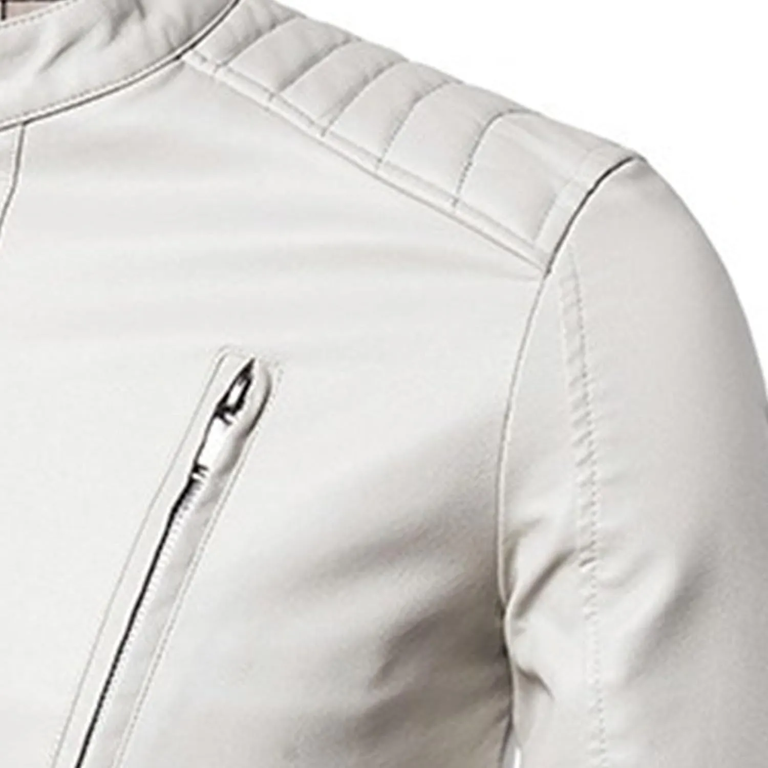 Men's Quilted Cafe Racer Moto Jackets Slim Fit Motorcycle Faux Leather Jacket Faux Leather Motorcycle Jacket