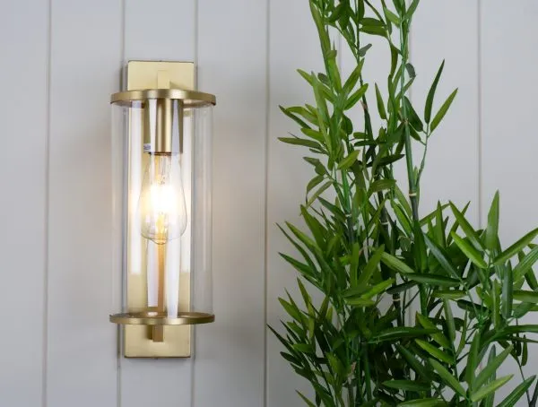 Perova 40cm Brass Cylindrical Modern Outdoor Coach Light