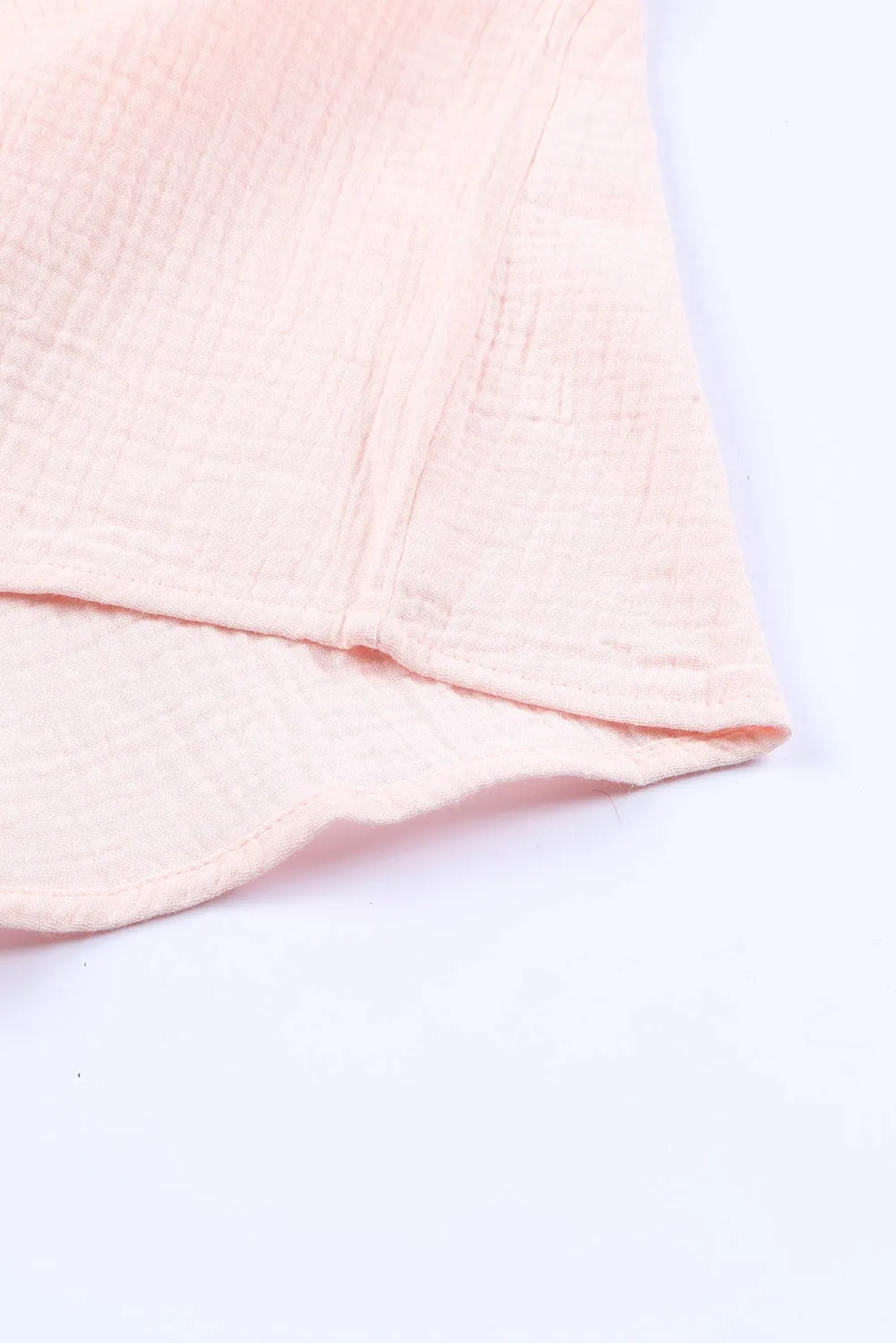 Pink Textured Tiered Ruffle Casual Short Sleeve Top