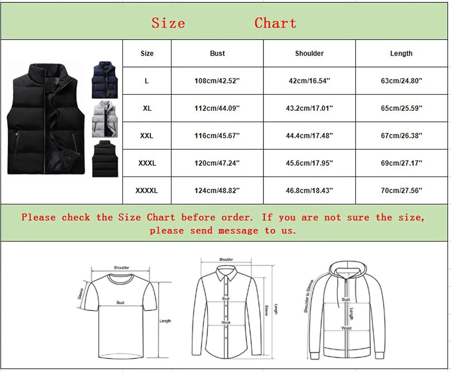 Puffer Vest Men, Men's Padded Down Vest Winter Casual Work Sports Travel Outdoor Puffer Jacket with Zipper Pockets