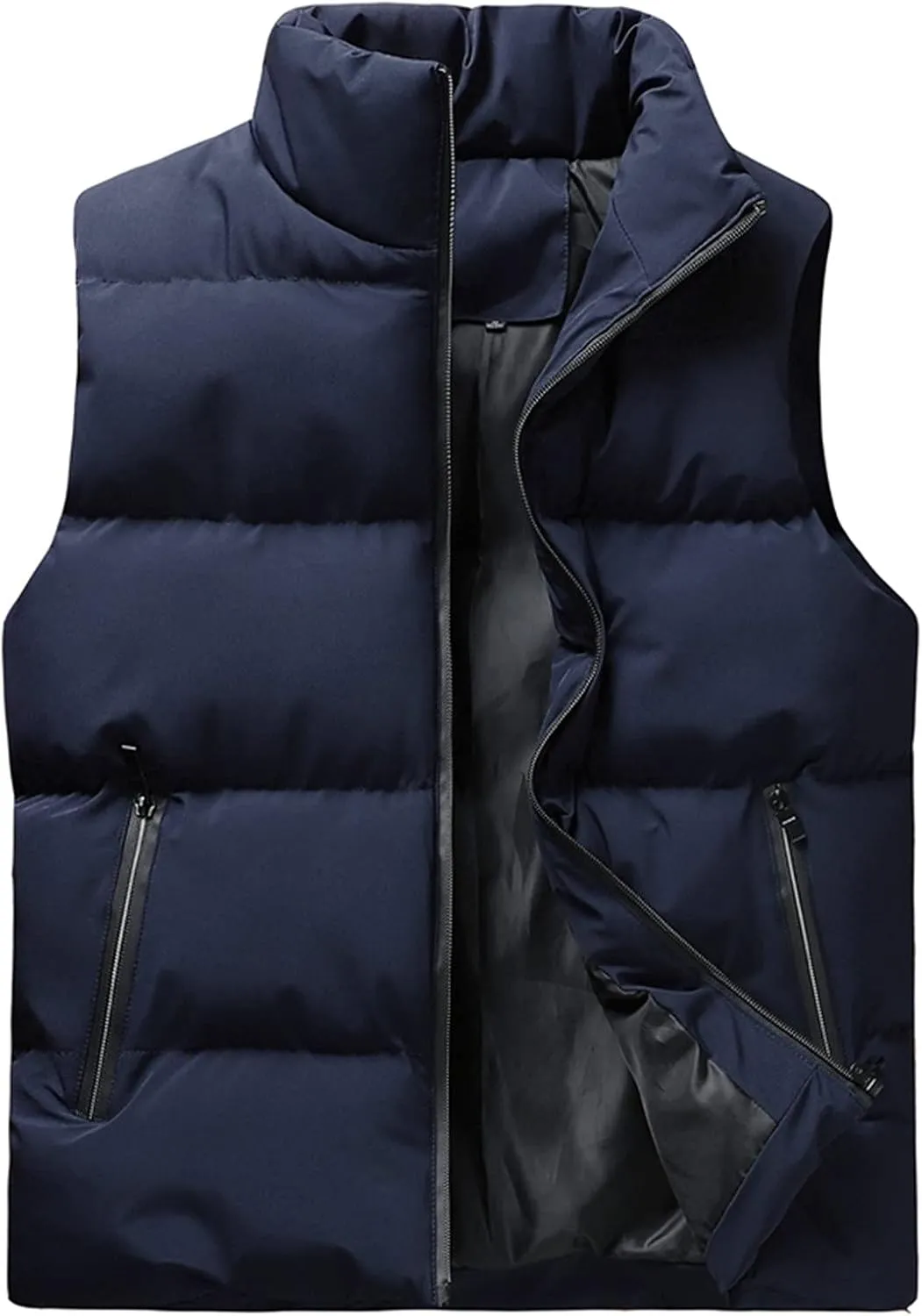 Puffer Vest Men, Men's Padded Down Vest Winter Casual Work Sports Travel Outdoor Puffer Jacket with Zipper Pockets