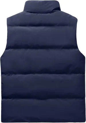 Puffer Vest Men, Men's Padded Down Vest Winter Casual Work Sports Travel Outdoor Puffer Jacket with Zipper Pockets