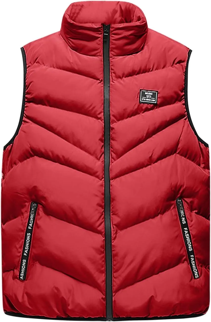 Puffer Vest Men, Men's Winter Warm Down Coats Vest Fashion Outdoor Waterproof Jacket Puffer Coats Vest Outerwear