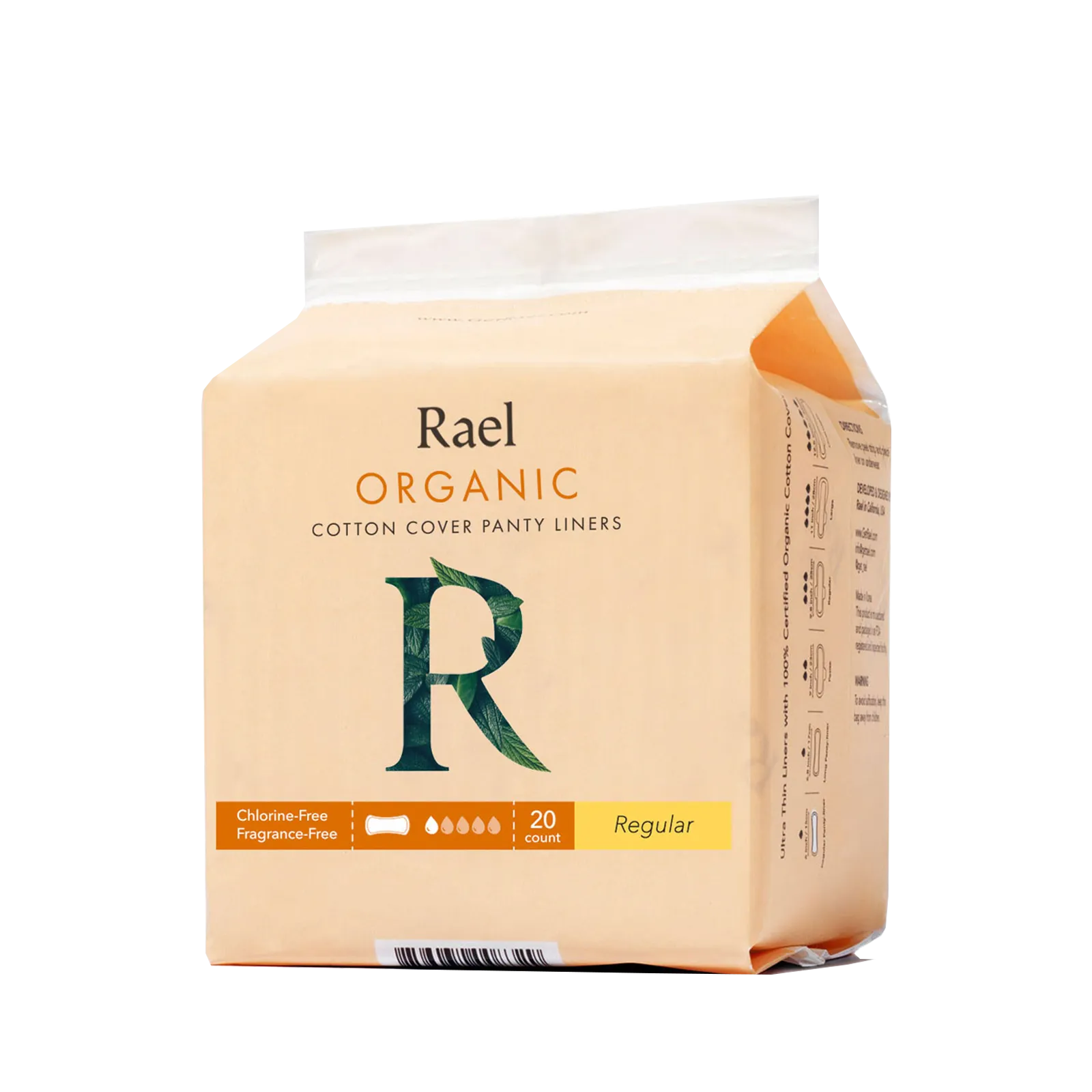 Regular Panty Liners with Certified Organic Cotton Cover 20s
