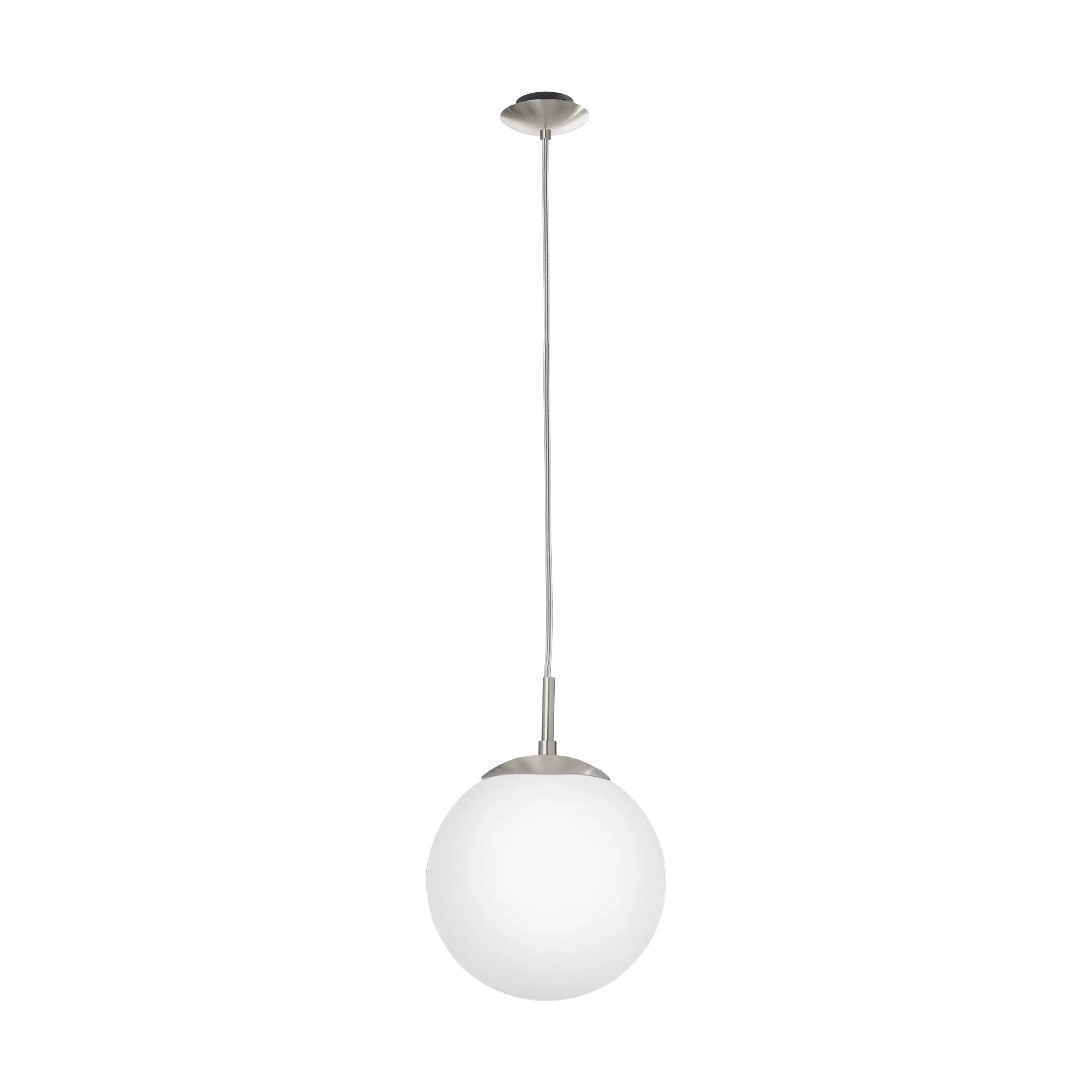 Rondo 200mm Satin Nickel and Opal Glass Ball Pendant