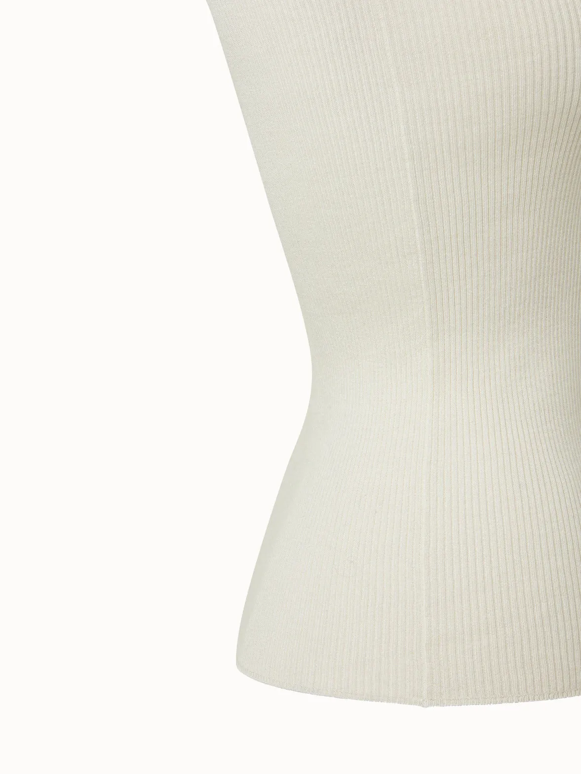 Silk Cotton Seamless Rib Knit Top