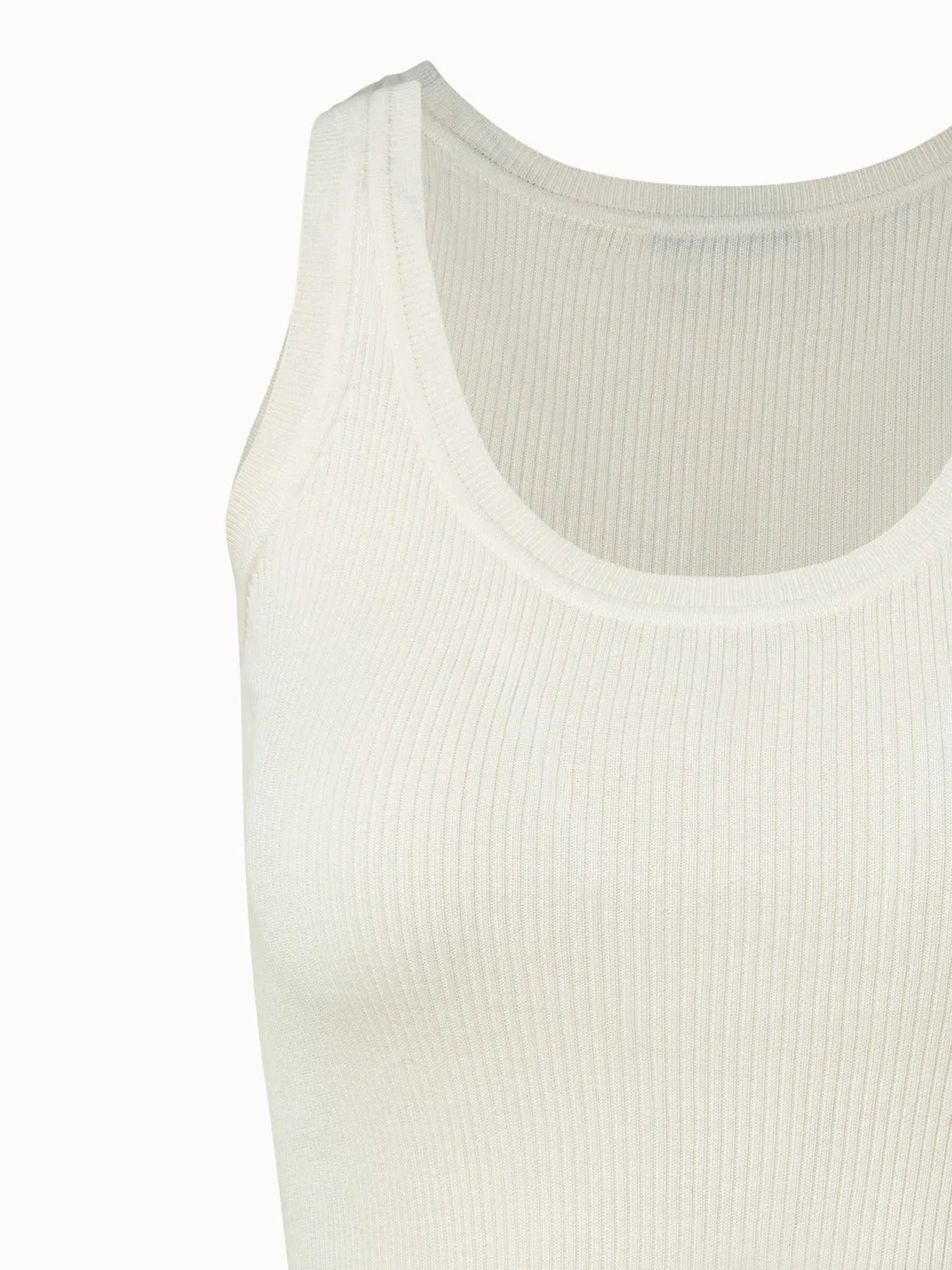 Silk Cotton Seamless Rib Knit Top