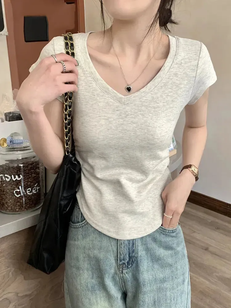 Solid Color Slim Loose Casual Fashion Short Sleeve Tee