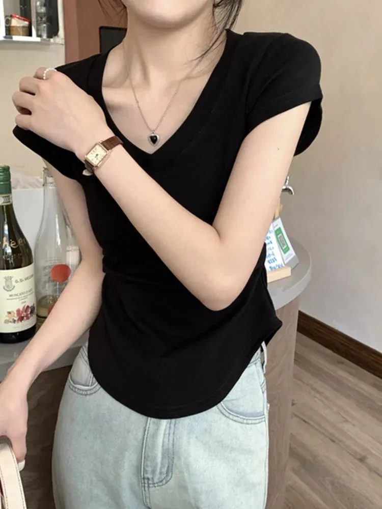 Solid Color Slim Loose Casual Fashion Short Sleeve Tee