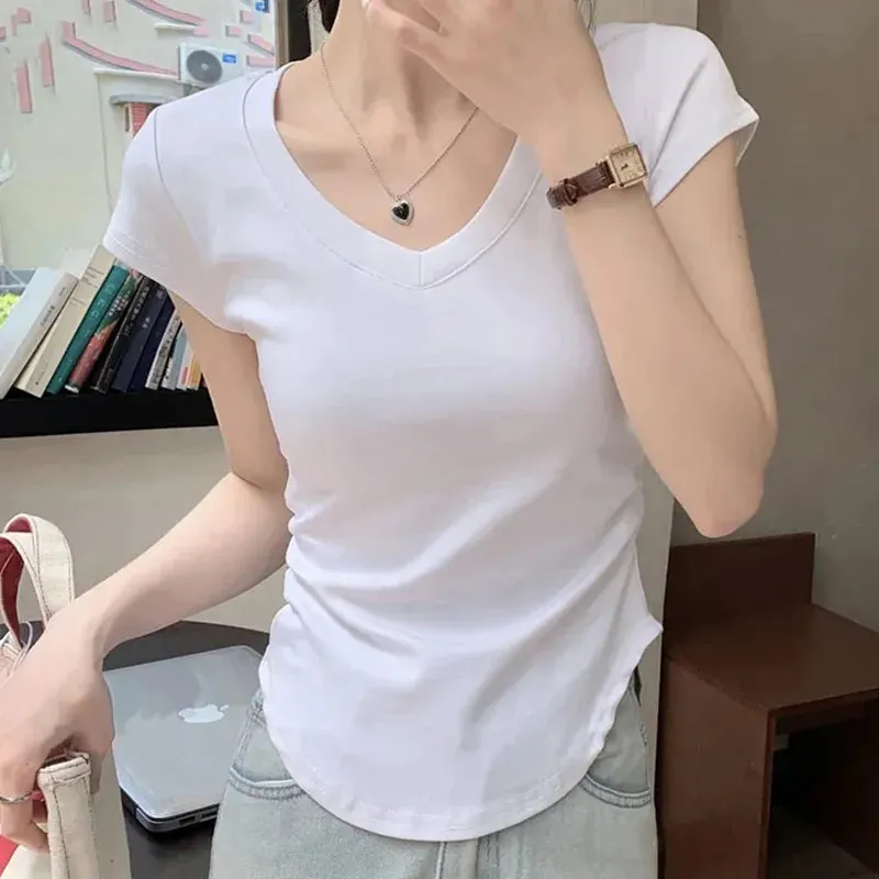 Solid Color Slim Loose Casual Fashion Short Sleeve Tee