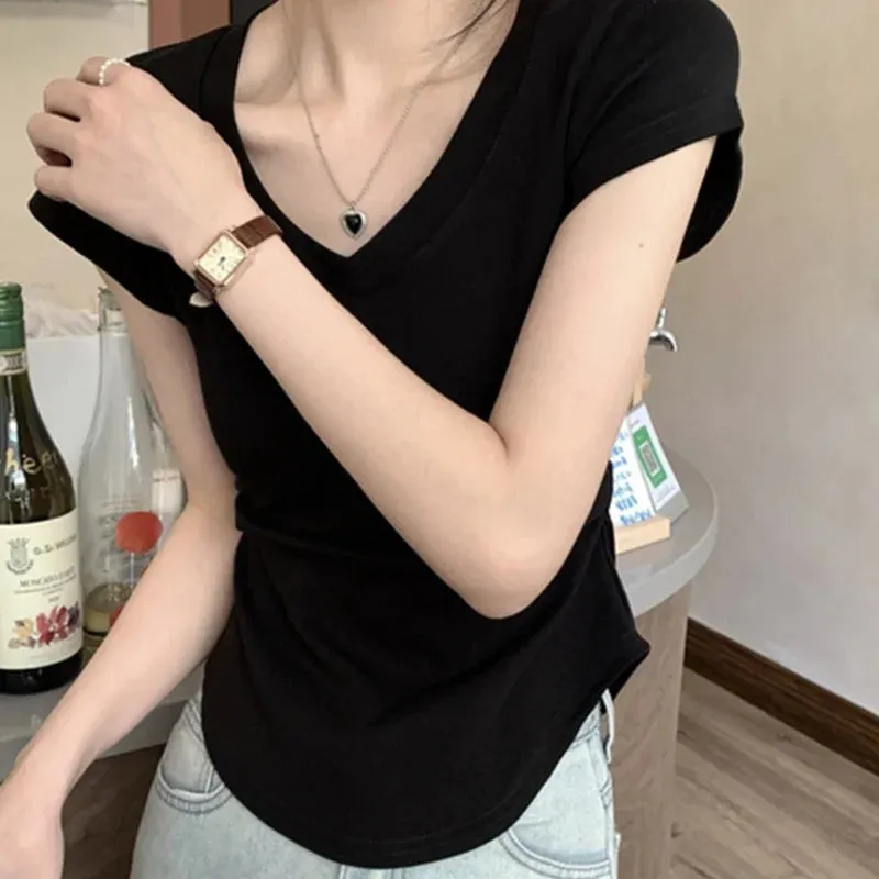 Solid Color Slim Loose Casual Fashion Short Sleeve Tee