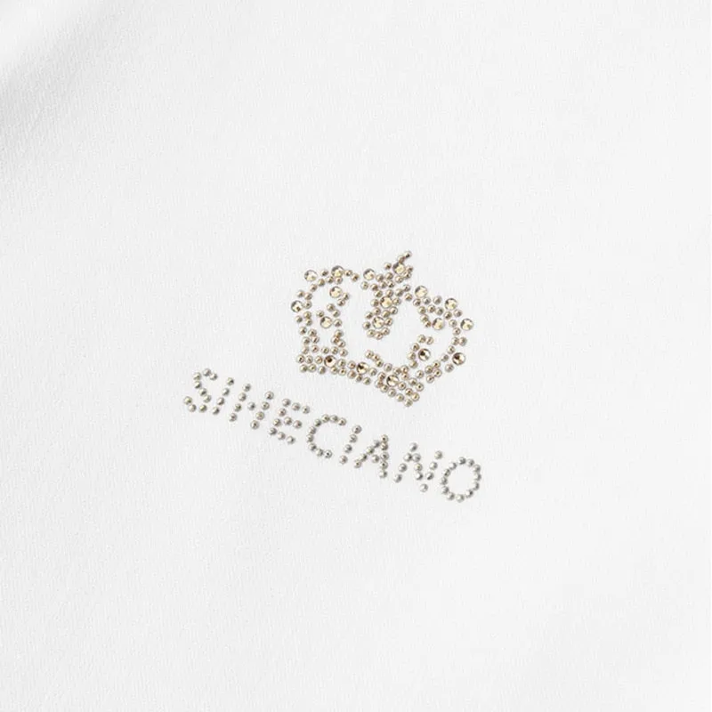 Solid Small Crown Rhinestones Decorated Shirt