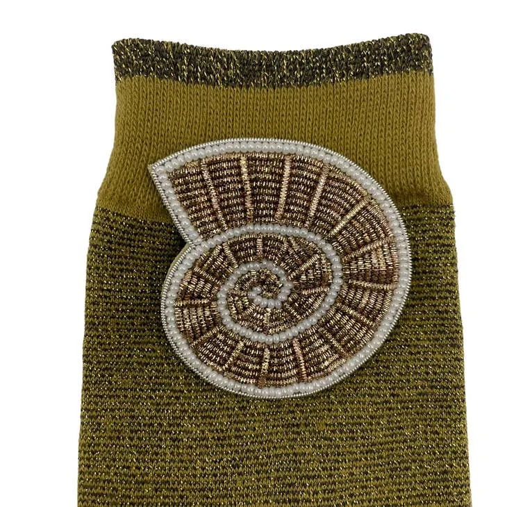 Tokyo socks with eclectic beaded pins