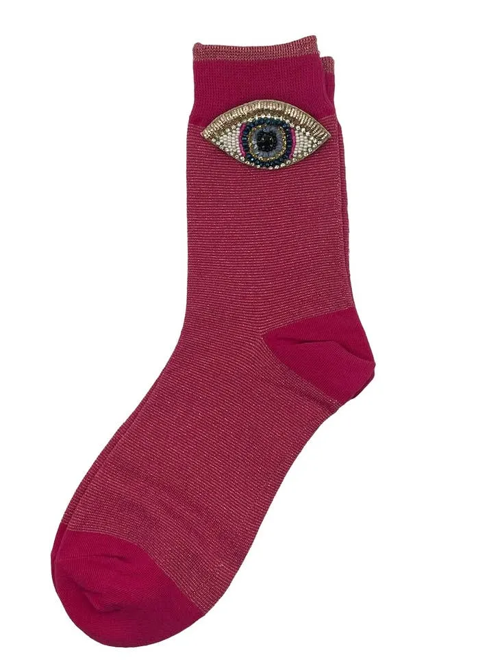Tokyo socks with eclectic beaded pins