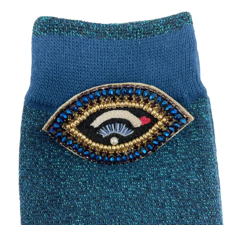 Tokyo socks with eclectic beaded pins