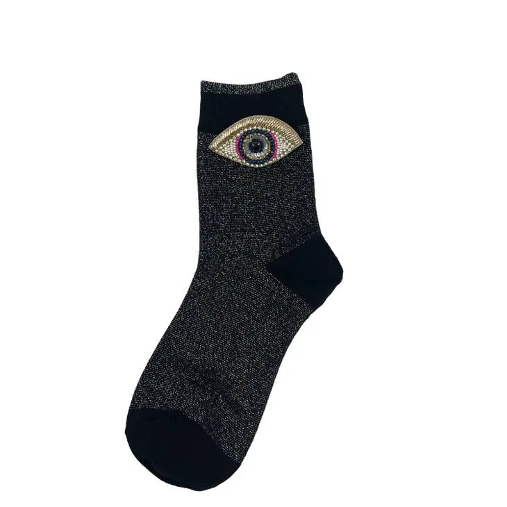 Tokyo socks with eclectic beaded pins
