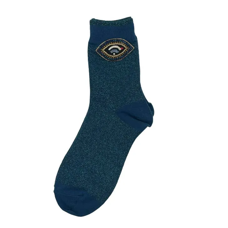 Tokyo socks with eclectic beaded pins