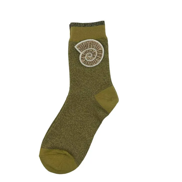 Tokyo socks with eclectic beaded pins