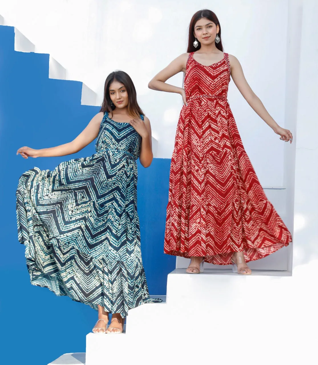 Trendy Red Muslin Gowns