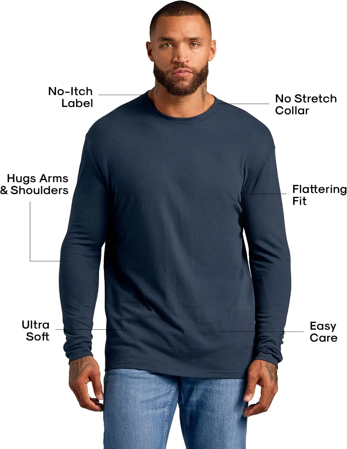 True Classic Mens Long Sleeve Tee Shirts - Classic Henley & Crew Neck Long Sleeve T Shirt - Regular and Tall Thermal Shirts