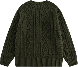 Vamtac Cable Knit Sweater Women Oversized Knitted Fall Long Sleeve Beige Pullover Chunky Sweaters for Men