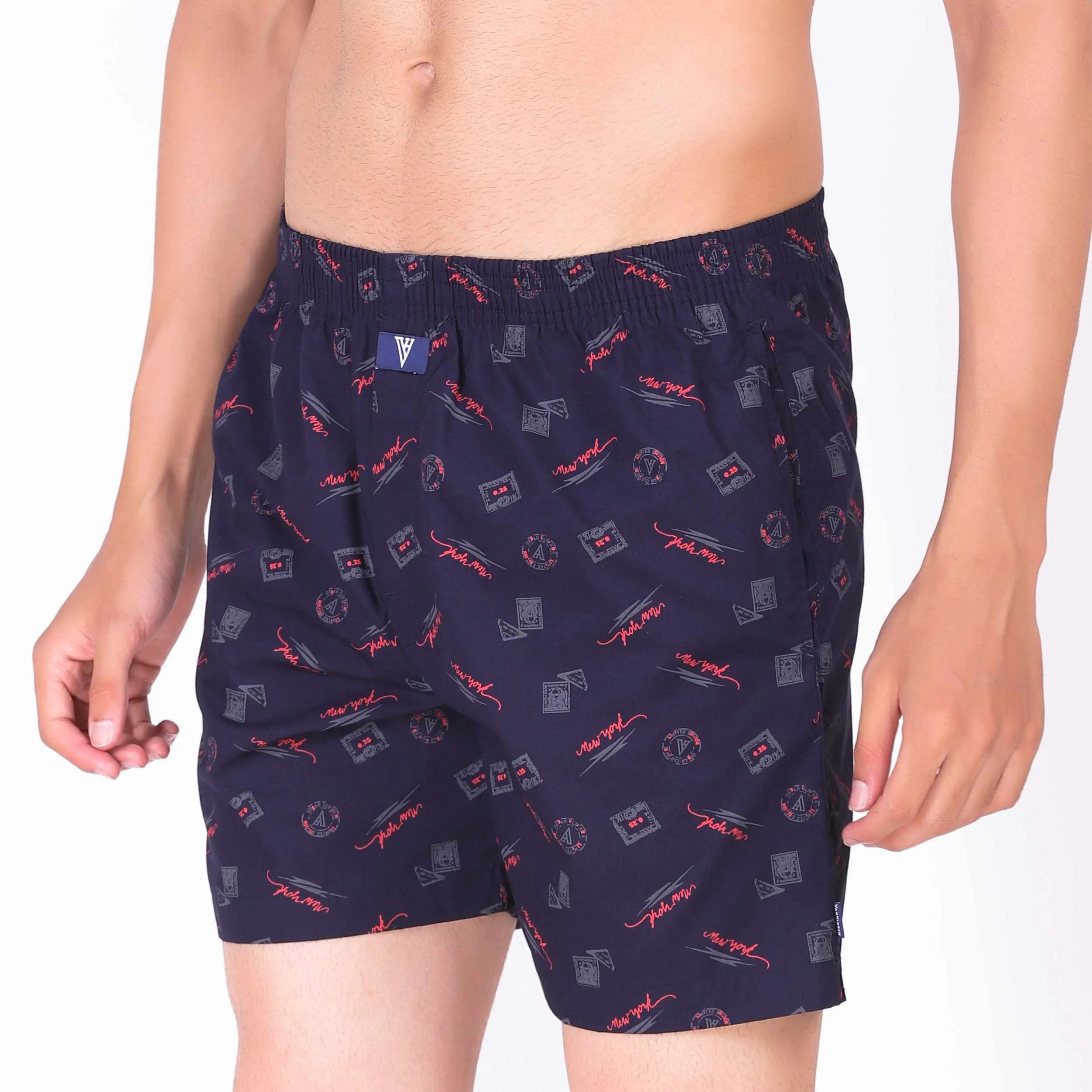 Van Heusen Blue Cotton Printed Boxer Shorts for Men