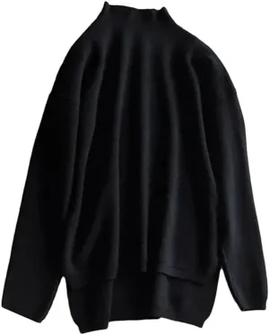 Women Style Loose Sweater Pullover Half Turtleneck Long Sleeve Oversized Knit Sweater